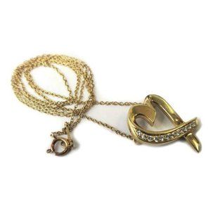 Tiffany & Co. 18k Gold Heart Diamond Necklace 19"